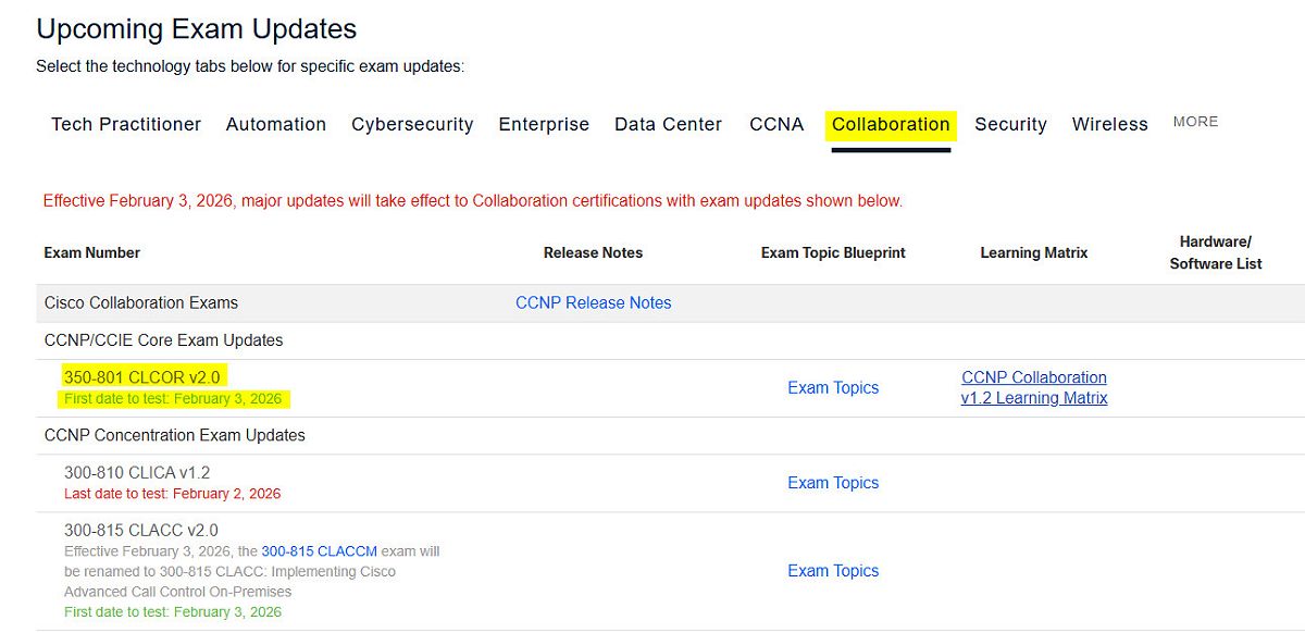 2026 CCNP Collaboration 350-801 Renew 3 ccnp